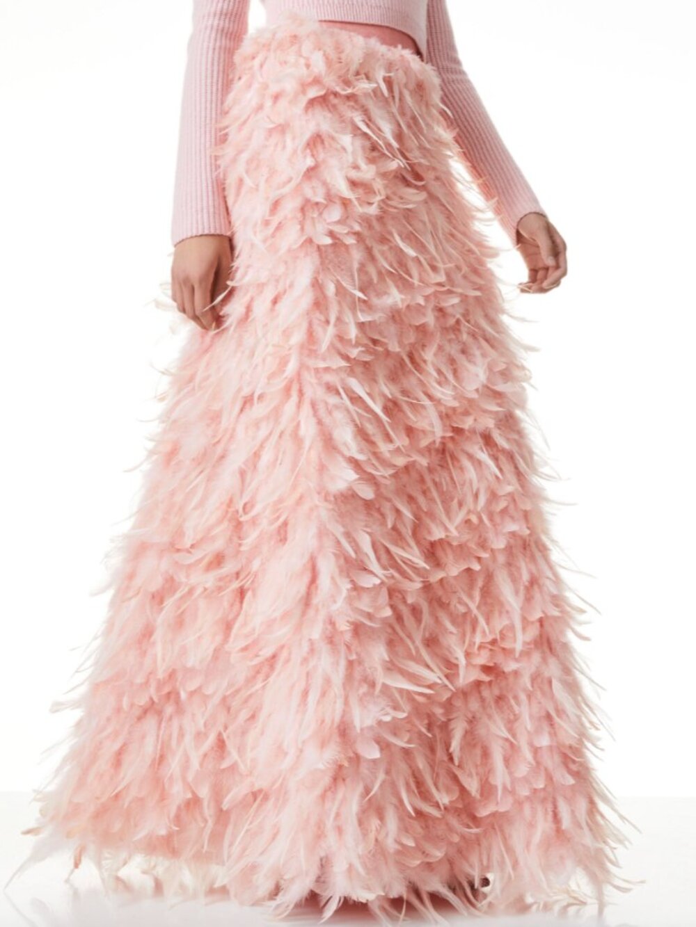 Alice + Olivia Ursula Feathered Ball Gown Skirt Maxi